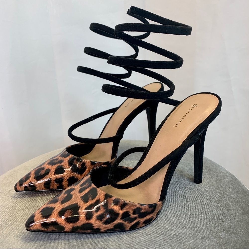 Call It Spring patent leopard animal print high heels size 10 - Picture 3 of 10